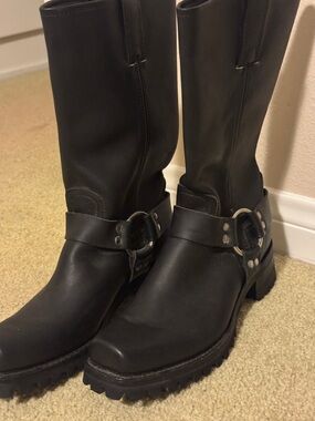 Vibram Black Leather Frye like Moto Boots